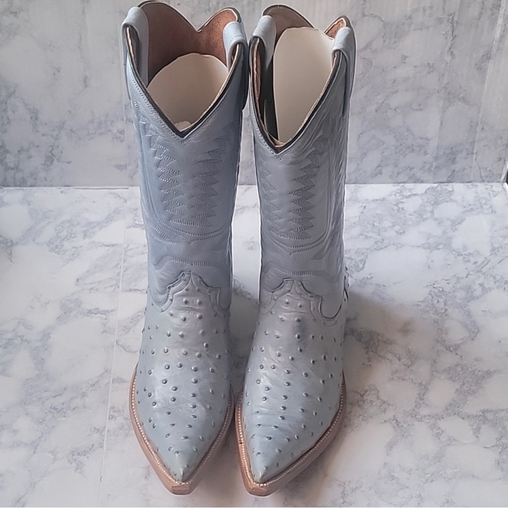 Ostrich Blue Western Boots